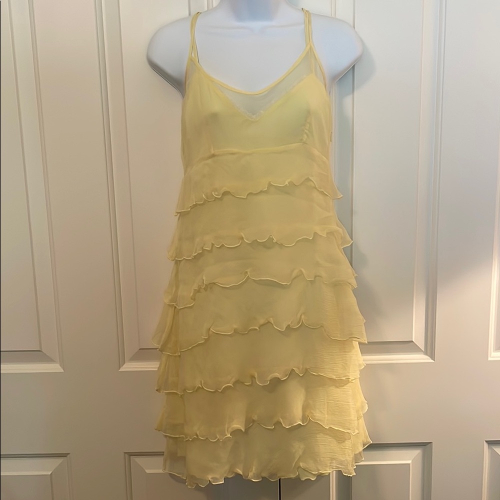Laundry Yellow Ruffled Silk Dress Sz 6